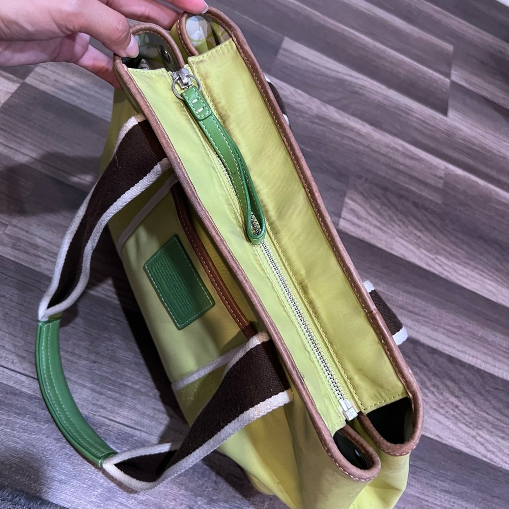 Coach Vintage Y2K Hampton Weekend Lime Green Chartreuse Nylon Shoulder Handbag - Picture 7 of 10